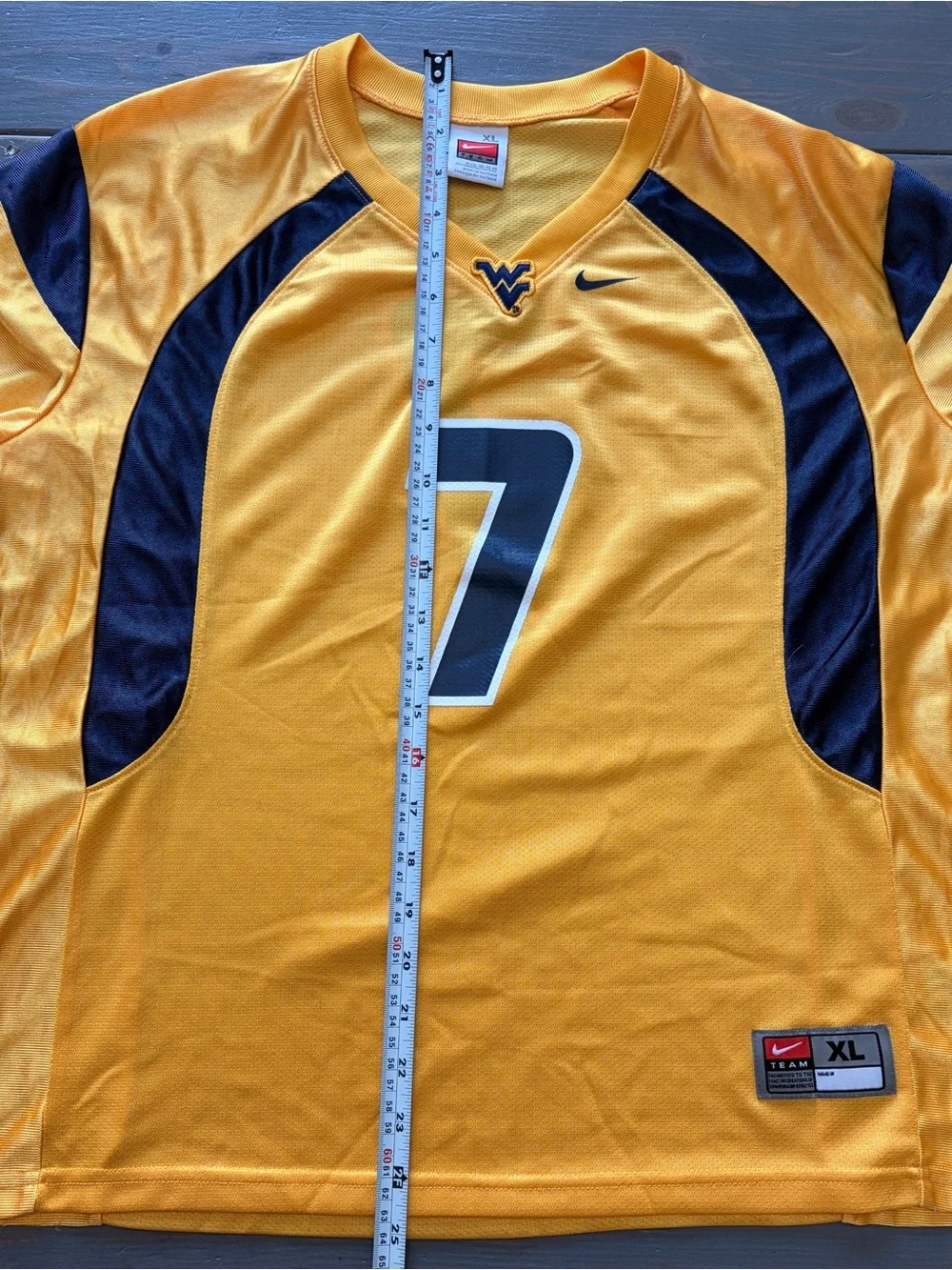 Nike Gold and Navy Football Jersey with #7 Youth XL